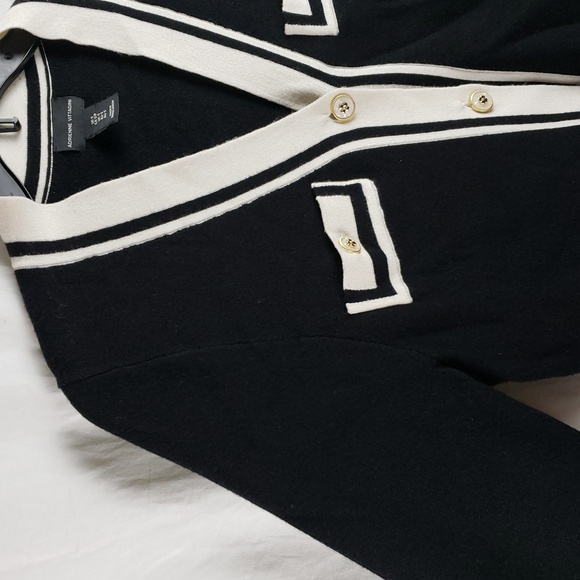 Adrienne Vittadini Women's Small Black & White Cardigan - Picture 4 of 11